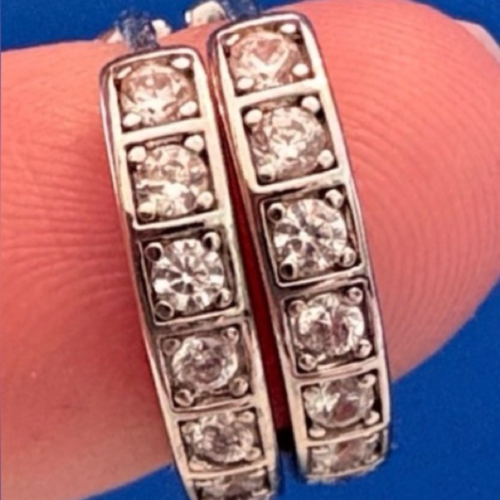 Pretty Bird Silver Crystal Pavé Huggie Earrings